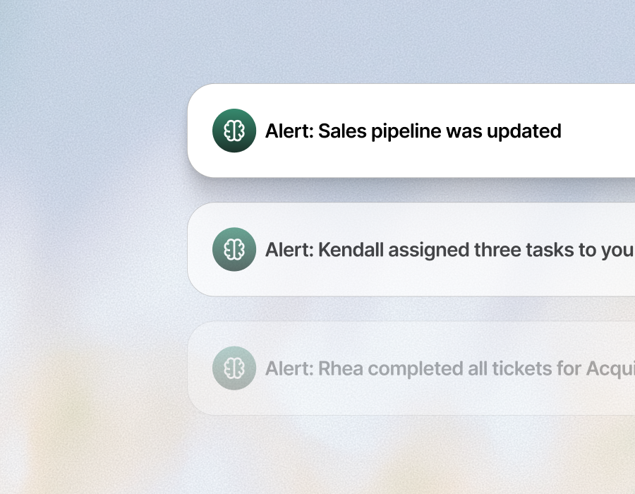 Stacked Brains alerts for pipeline updates and assigned tasks